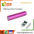 Factory Wholesale Mini Multi-functional Portable Aluminum Metal 1*18650 battery Powered USB Charging led Power Bank Flashlight